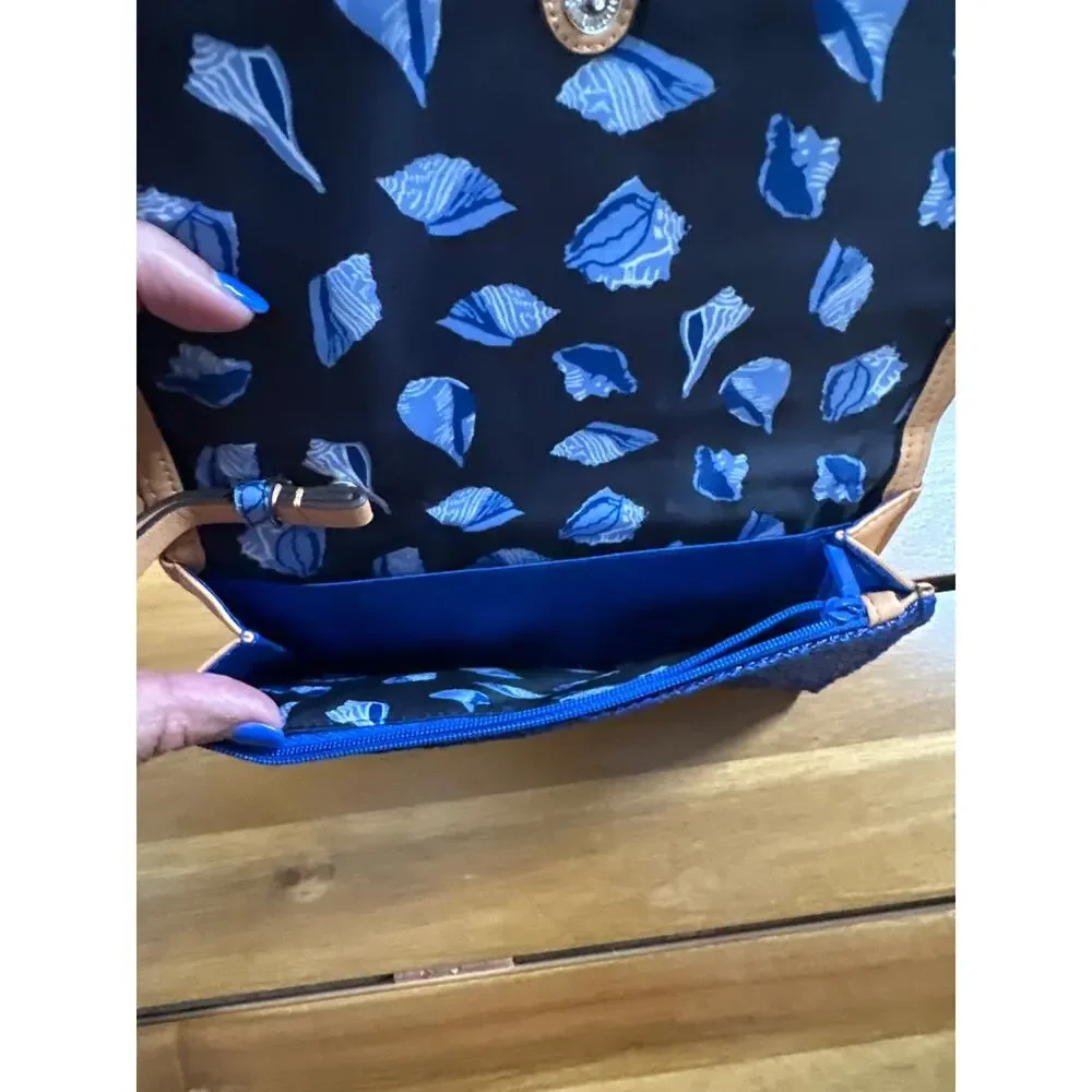 Vera Bradley Blue Raffia Sea Turtle Wallet Wristlet Clutch